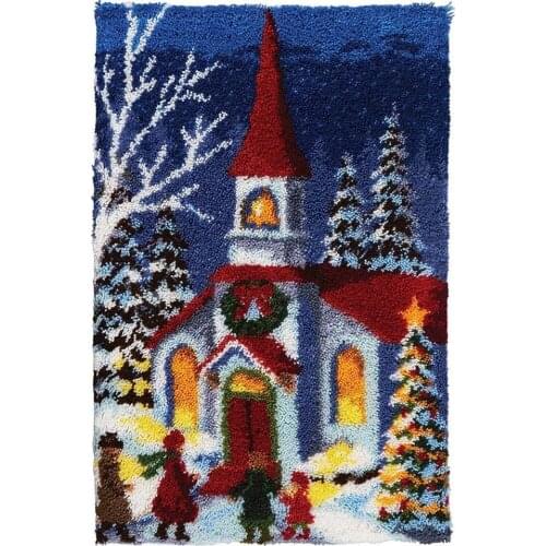 Tapestry Kits Latch Hook Rug Kits Carpet Embroidery Printed Pattern Needlework Button Package DIY Rugs Cross Stitch Kit Castle