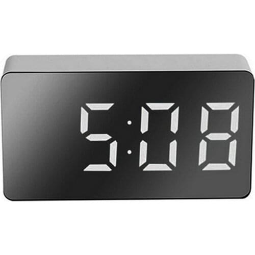 Mini Desk Alarm Clock Digital Mirror LED Big Display Electronic Home Constant Snooze USB Bedroom Clock Table Timer Light D1G8