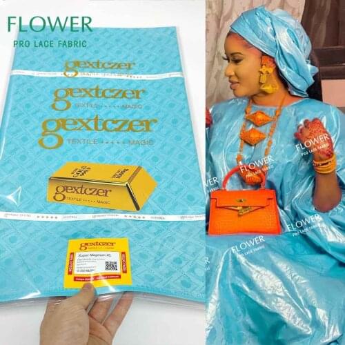 Sky Blue Shiny Printed Bazin Riche Fabric Soft And Skin Friendly For Ankara French Men Or Women Party Dresses Lace Materials