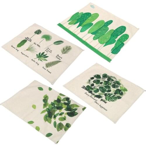 NICEYARD 43*32cm Bowls Coasters Table Decoration Dining Table Mat Green Leaves Pattern Kitchen Tools Kitchen Accessories