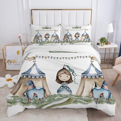 Cartoon Childrens Bedding set for kids baby Duvet cover set pillow case Bed linens Quilt cover 140x200 Bed set Single princess