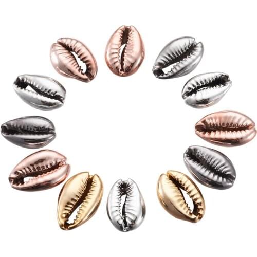 Pandahall 50pcs Electroplated Shell Beads Beach Ocean Cowrie Shells for DIY Jewelry Bracelet Necklace Earring Making