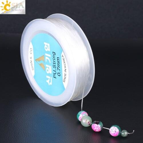 CSJA 38M Elastic Thread Transparent String Crystal Rope 0.5 0.6 0.7 0.8 1mm Cord Line Jewellery DIY Beads Bracelets Making F365