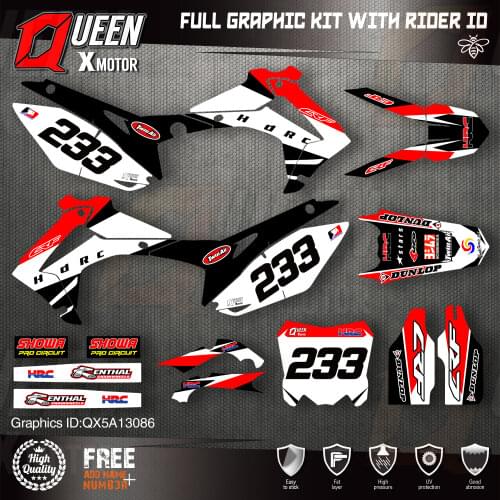 QUEEN X MOTOR Custom Team Graphics Backgrounds Decals Stickers Kit For HONDA 2014-2017 CRF250R 2013-2016 CRF450R 086