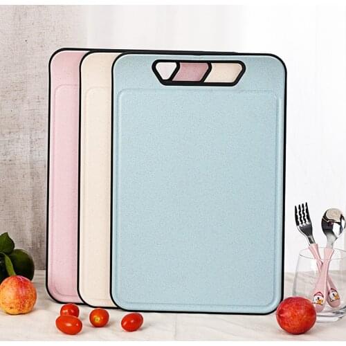 XYj Wheat Straw Cutting Blocks Chopping Board with L-shaped Handle Easy Storage Kitchen Butcher Block Cooking Tool Chef Gifts