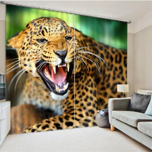 Animal Ferocious leopards Luxury Blackout 3D Window Curtains For Living Room Bedroom Drapes cortinas Rideaux Customized size