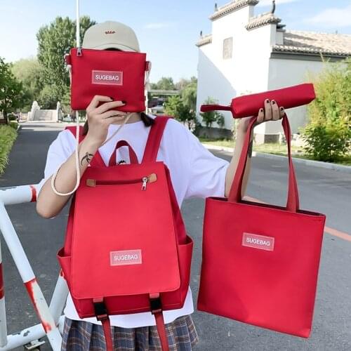 4set Children School Bags Women Backpack Primary Shoulder Bag For Teenager Girls Book Bag Fashion Student