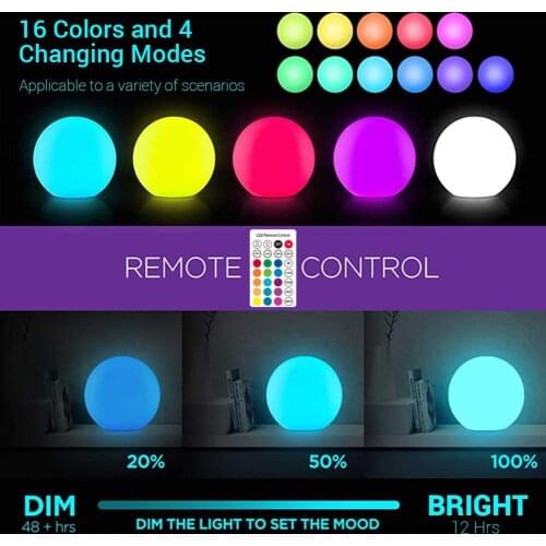 LED Solar Ball Light Swimming Pool Remote Control Outdoor Garden Decor Lamp Floating Light Underwater Ball Lamp Multicolor