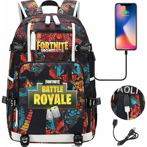 FORTNITE Night Lumious Backpack Boy Girl School Bag Laptop Travel Bag Waterproof Multifunction USB Charging Mochila