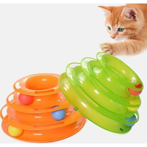Three Levels Pet Cat Toy Training Amusement Plate Kitten Tower Tracks Disc Cat Intelligence Amusement Triple Disc tumblers