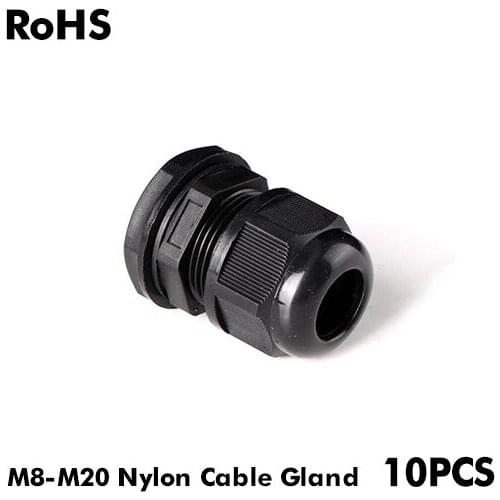 Waterproof Cable Gland IP68 Cable Wires Entry 10pcs M8 for 2-4.8mm Nylon Plastic Cable Connector