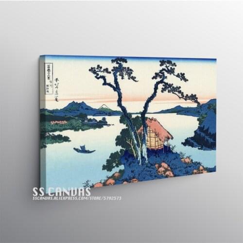 Japanese Ukiyo-e vintage Style Wooden Frame Canvas Painting Decor Wall Art Home Living Room Framed Decoration Prints Poster