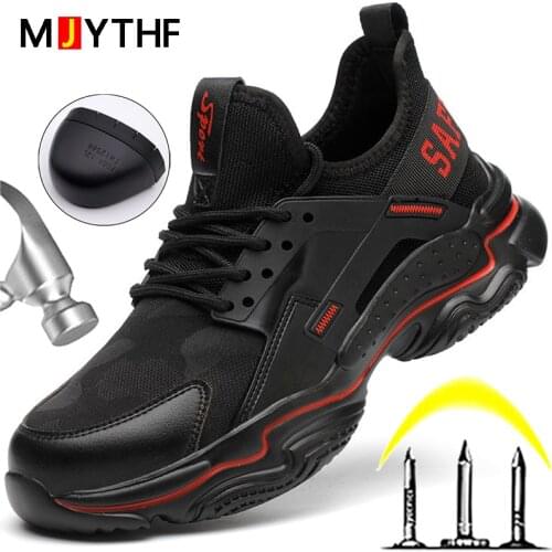 Safety Shoes Men Light Sneakers Steel Toe Work Shoes Puncture-Proof Indestructible Footwear Security Boots Industrial Shoes 2021