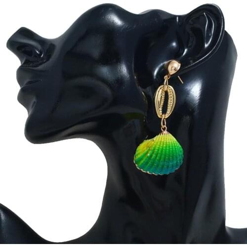 New Punk Gold Sea Shell Drop Earring For Women Beach Summer Alloy Maxi Statement Geometric Earring Wedding Gypsy Boho Jewelry