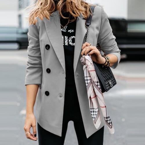 2021 New Women Solid Coat Jacket Autumn Winter Long Sleeve Buttons Cardigan Jackets Coats Office Lady Turn-down Collar Outerwear