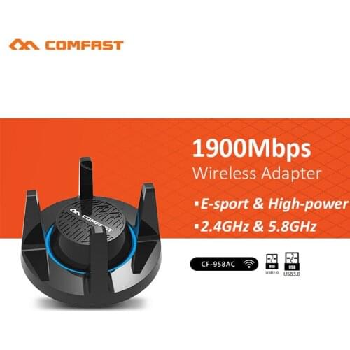 1900Mbps 2.4G&5.8G Dual-band E-Sports Wireless Adapter high-power USB WiFi receiver high-speed Game Network Card