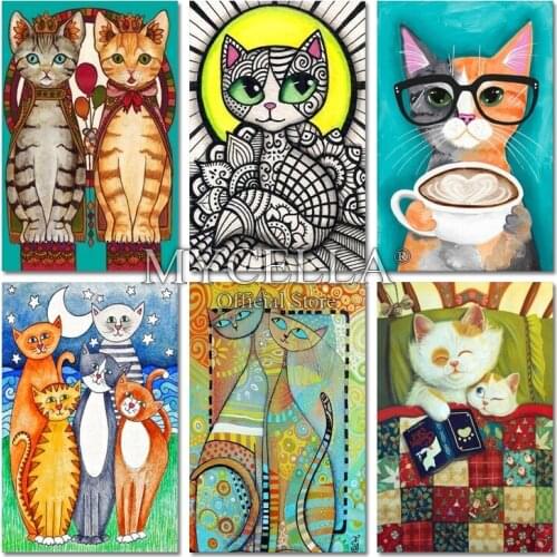 Cartoon cat DIY 5d diamond painting cross-stitch animal kits embroidery with diamonds mosaic 3d pictures of rhinestones crafts