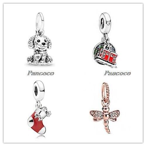 Authentic 925 Sterling Silver Charm Poodle Puppy Dog Dangle Charm Bead Fit Women Pandora Bracelet & Necklace Jewelry