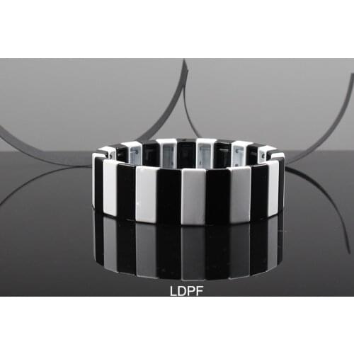 Stripe Miuk Tile Bead Bracelet Wrap Girls Bracelet Colorblock Tila Nomination Charm Armband for Women Gift Sister Bracelets 2019