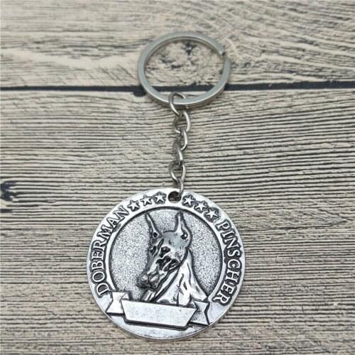 New Trendy Retro Doberman Pinscher Key Chains Fashion Pet Dog Jewellery Doberman Pinscher Car Keychain Bag Keyring For Women Men