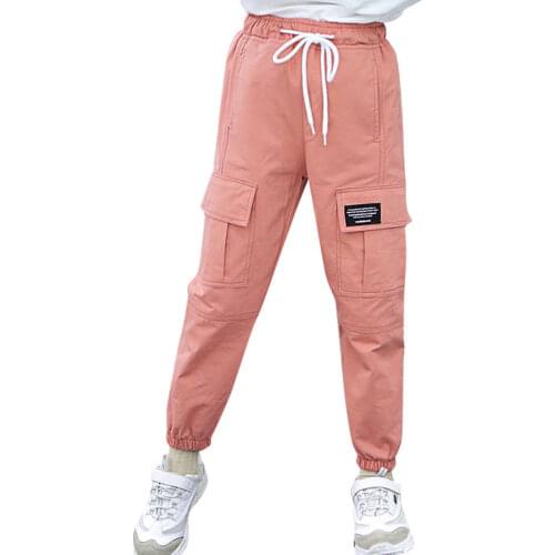 Pants For Girls Letter Cargo Pants Girl Casual Style Sport Pants Kids Spring Autumn Child Girl Clothes 6 8 10 12 14