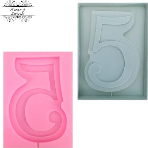DIY digital 5-shape silicone mold chocolate fudge silicone mold lollipop cake inserting tool cake decoration
