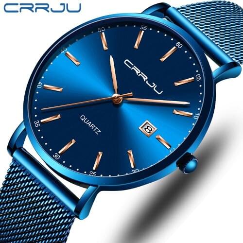 CRRJU men watches Top Brand Luxury wrist watch for Men Fashion Casual ultra-thin Minimalist Quartz date watch Relogio Masculino