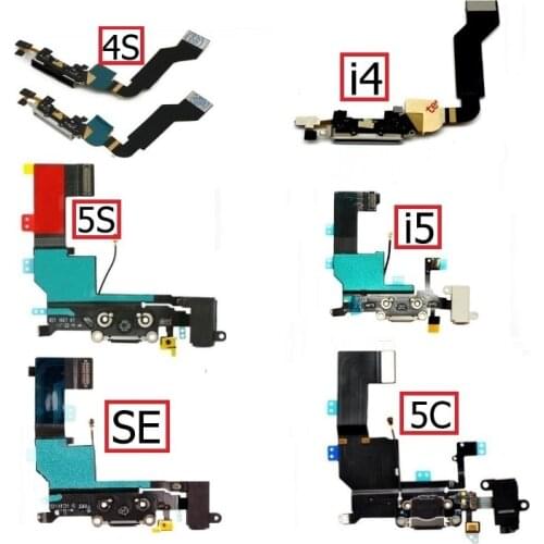 USB Charger Dock Port Flex Cable For iPhone 4 4s 5 5s 5C SE Audio jack & Earphone Connector flex Ribbon cable Replacement repair
