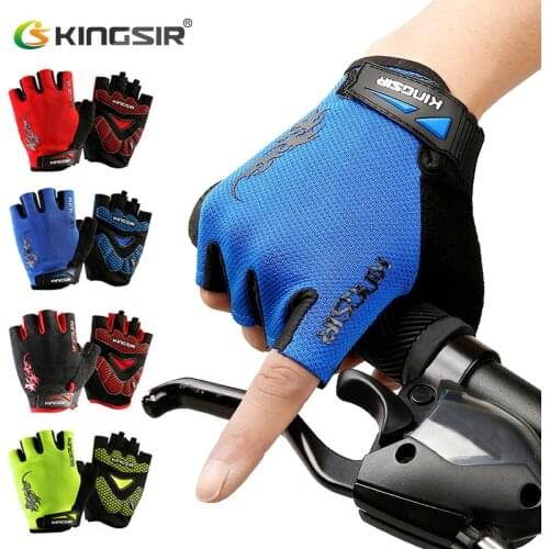 KINGSIR Summer Breathable Bicycle Gloves Men Women Cycling Gloves Mtb Road Bike Gloves Half Finger Non-slip Sport Gloves M L XL