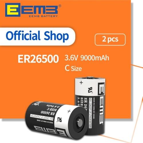 EEMB 2PCS 3.6V Lithium Battery ER26500 9000mAh Battery C Type PLC Control Battery for GPS Water/Gas Meter Window Sensor Monitor