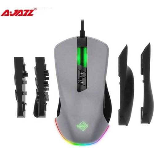AJAZZ GTI Ergonomic Modular Gaming Mouse RGB Backlit for Professional PC Computer Mouse 14 Programmable Buttons Gaming Mice
