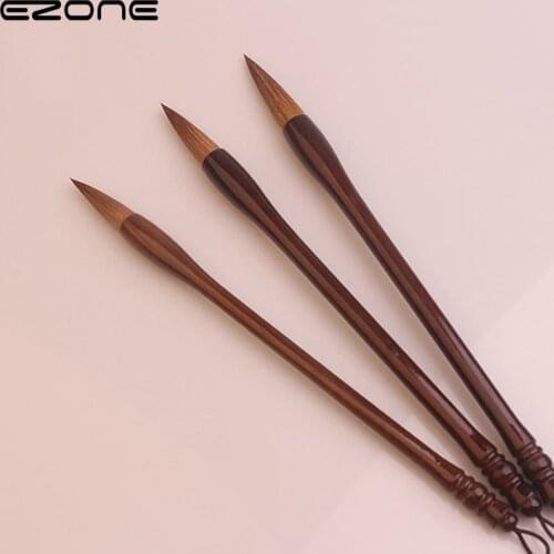 EZONE 1PC Wooden Writing Brush Chinese Calligraphy Brush Hair Paint Brush Art Stationary Wolf Hair Brush School Supply