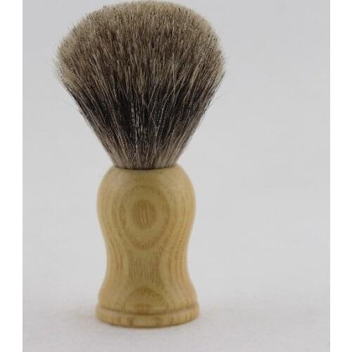 FS-#PU20-QW, Pure badger Shaving Brush with Natural Beech wood handle, Knot size 20mm+FREE STAND+FREE SHIPPING