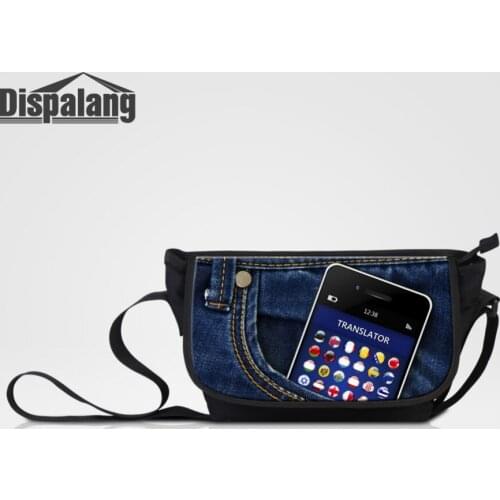Dispalang Canvas Messenger Bags Denim Pocket Printed Crossbody Bag For Men Women Large Capacity Shoulder Bag Cool Travel Bags