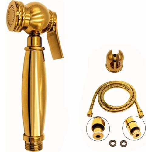 Hongdec Luxury Brass Gold High Pressure Hand held Bidet Shattaf Sprayer set for Toilet Bathroom