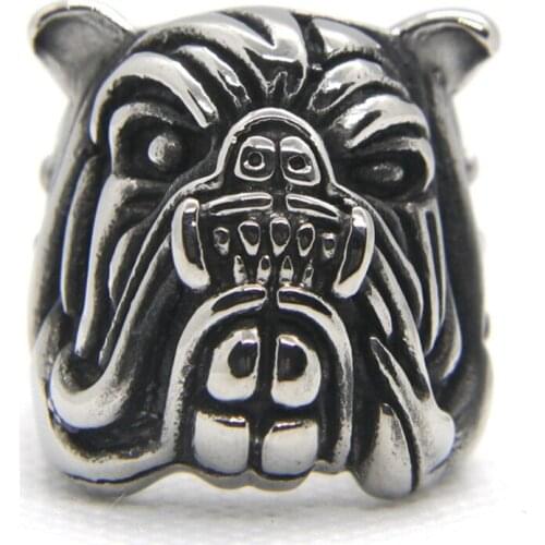 Support Dropship Newest Size 7-14 Dog Ring 316L Stainless Steel Fashion Jewelry Band Party Dog Head Ring
