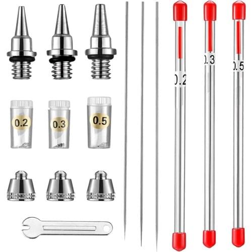 10 Pieces Airbrush Nozzle Needle Nozzle Cap Kit with Wrench Airbrush Replacement Parts for Airbrush Sprayer Accessories
