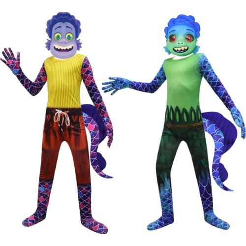 Disney New Movie Luca Kids Cosplay Legend Halloween Costume Summer Friends Sunny Bodysuit Fancy Set Children Performance Costume