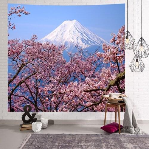 Beautiful Landscape Tapestry Pink Sakula Floral Wall Hanging Tapestry Sweet Wedding Home Decor Small Size Bedroom Wall Tapestry