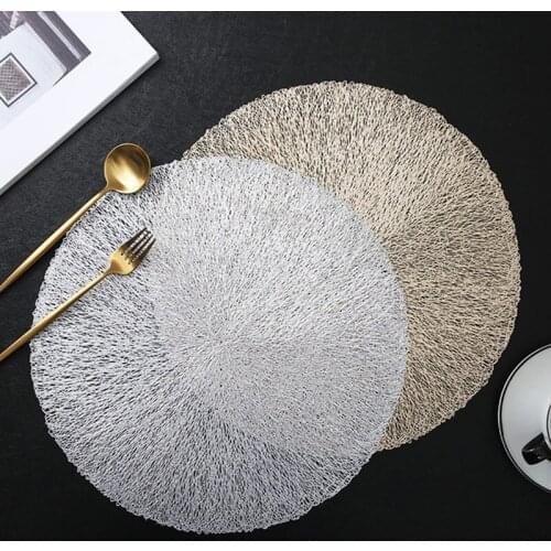 European Style Round Shape PVC Placemat Non-slip Heat Insulation Coffee Mat Coaster Tableware Pad for Dining Table Decor