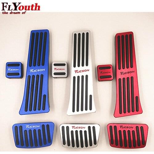 For Hyundai Tucson 2015-2020 Aluminum Alloy Pedals Cover Auto No Drilling Stainless Steel Brake And Accelerator Pedal Covers
