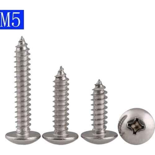 M5 5mm 304 Stainless Phillips Truss Head Sheet Metal Screw Self Tapping Screws Woodworking