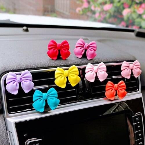 Cute Bow-knot Car Accessories Interior Woman Perfume Clip Car Air Freshener Air Vent Clip Cartoon Bow-knot Girls Decoration Gift