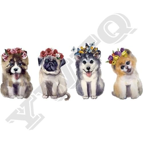 Set Of 4 Pug Patches Clothing Deco New Design Badges Heat Transfer Diy Accessory Washable Clothes Applique