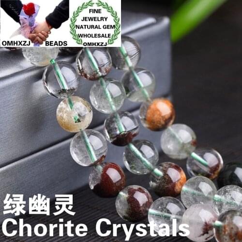 OMHXZJ Wholesale ZB52 6810 12mm DIY Bracelet Necklace Jewelry Making Accessories Natural Stone Fine Chorite Crystals Round Beads