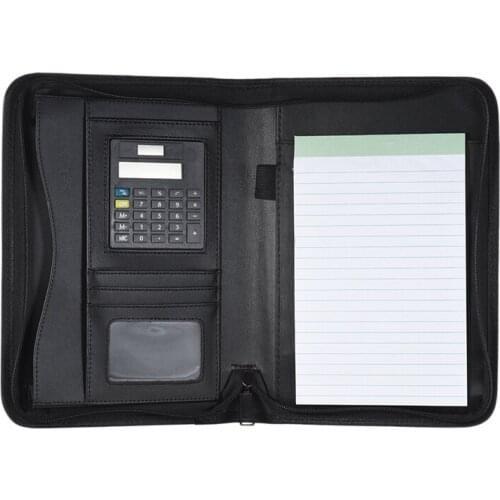 Padfolio PU Leather A5 Portable Business Portfolio Folder with Calculator for Businessman Or Interview