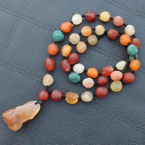Hand Made Natural Multi-color agates Necklace ,25"-37"Long