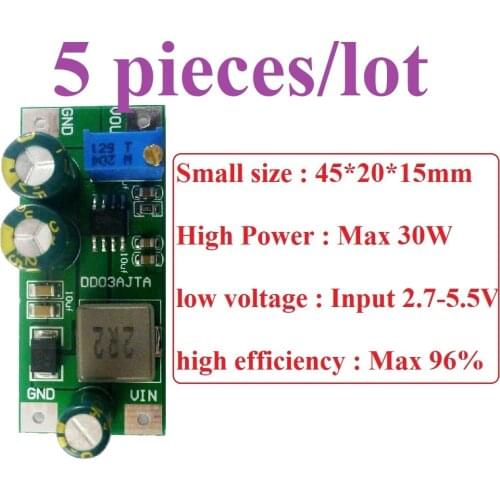 30W DC 3V 3.3V 3.7V to 5V 6V 7.5V 9V 10V 12V 14.8V 24V Step-Up Boost Converter Board for 18650 lithium battery