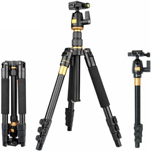 Zomei Q555 professional aluminum flexible camera tripod stand with ball head for DSLR cameras portable