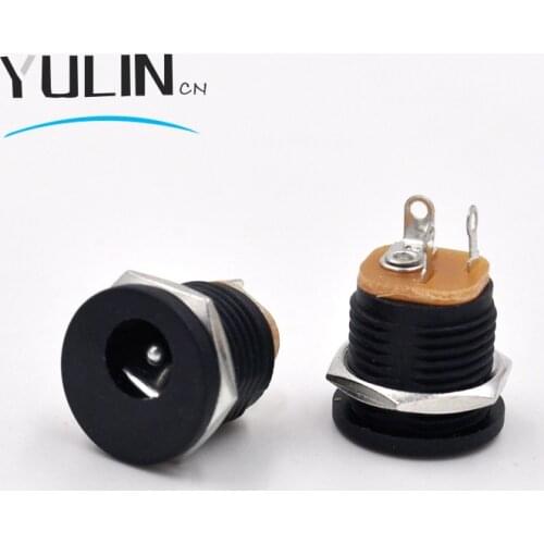 10Pcs DC-022 DC jack connector5.5-2.1 / 5.5 x 2.1mm DC Power Socket/ DC Connector Panel Mounting DC022 waterproof plug